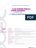 Encuesta de Opinión Pública A Nivel Nacional: 2° Vuelta Electoral