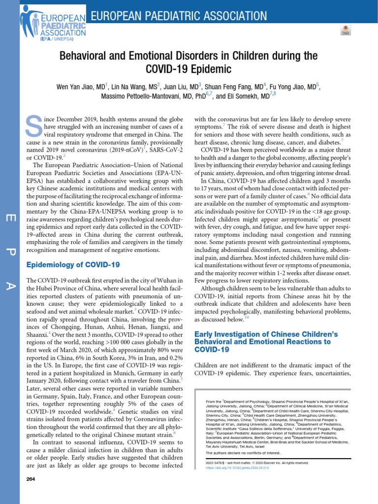 Behavioral and Emotional Disorders in Children During The COVID | PDF ...