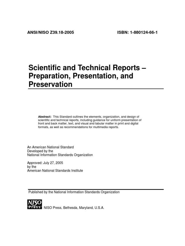 ANSI NISO Z39 18 Scientific And Technical Report Format PDF