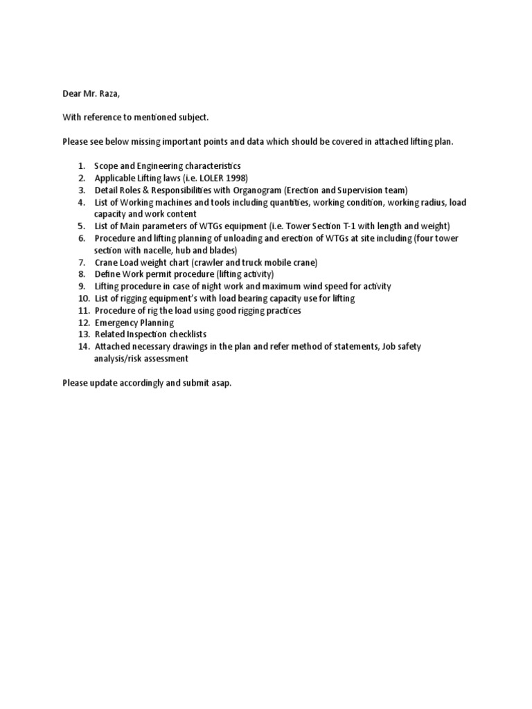 Lifting Plan Requirements PDF
