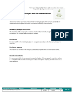 Marketing Budget Analysis and Recommendations Report Template