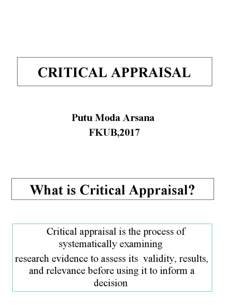 Critical Appraisal for Health Professionals | PDF | Randomized ...