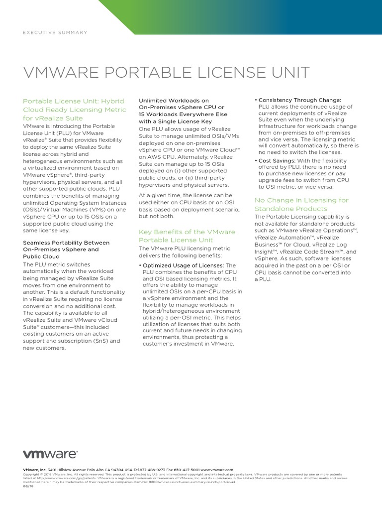 Vmware Portable License Unit | PDF | V Mware | Cloud Computing
