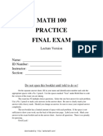 MATH 100 PRACTICE FINAL EXAM