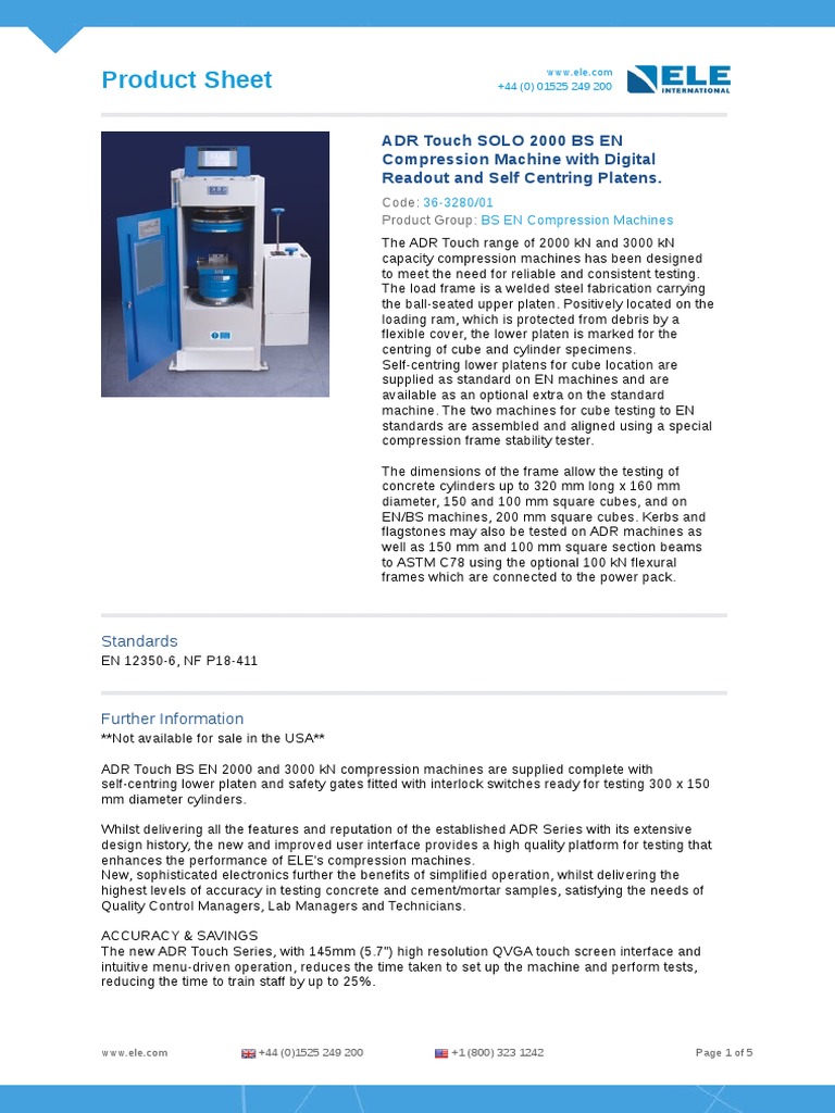 ADR Touch SOLO 2000 BS EN Compression Machine With Digital Readout and ...