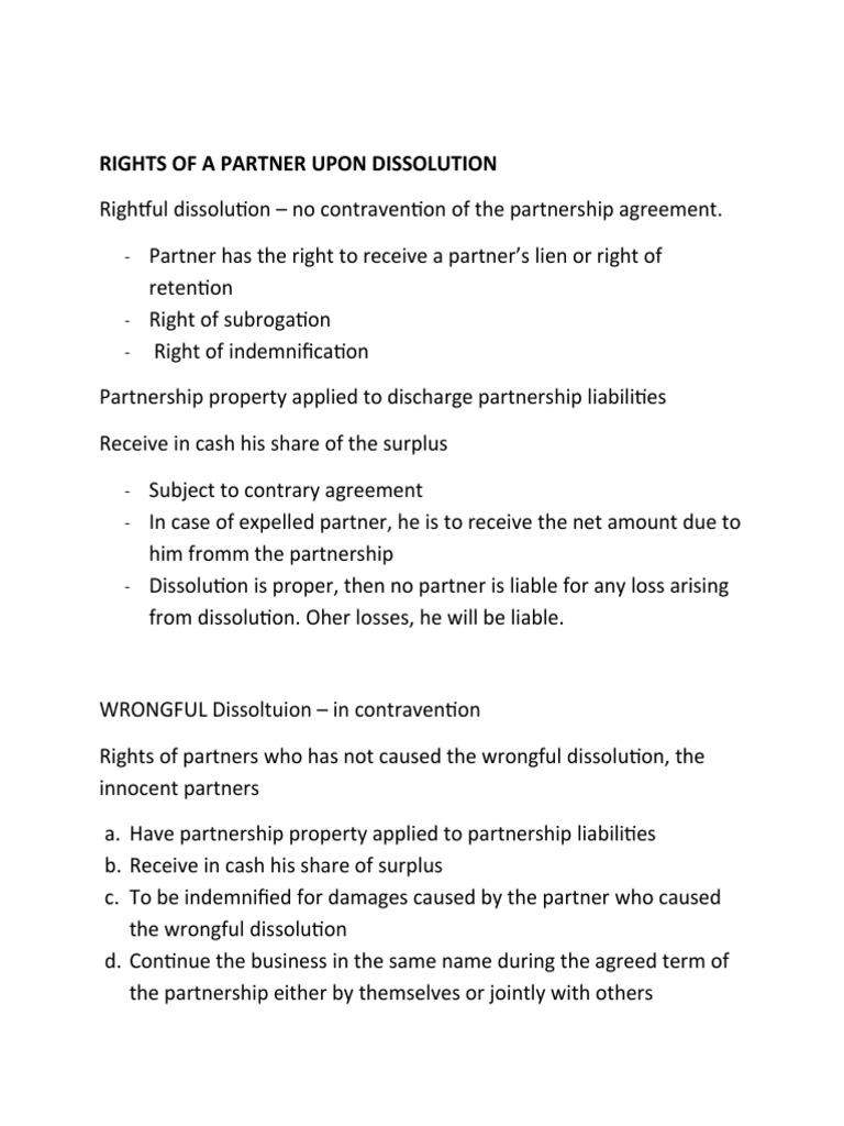Partnership Dissolution Rights | PDF | Liquidation | Partnership