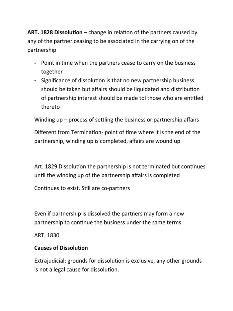 Dissolution vs Termination of Partnership | PDF | Partnership | Liquidation