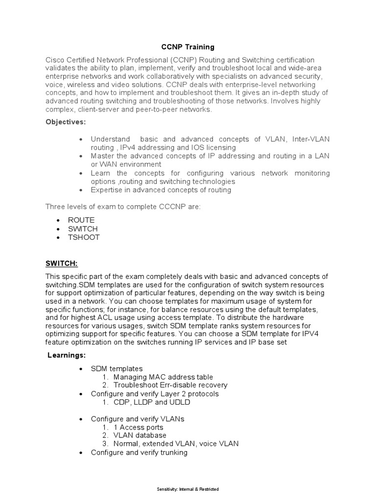 CCNP Routing and Switching Overview | PDF | I Pv6 | Routing