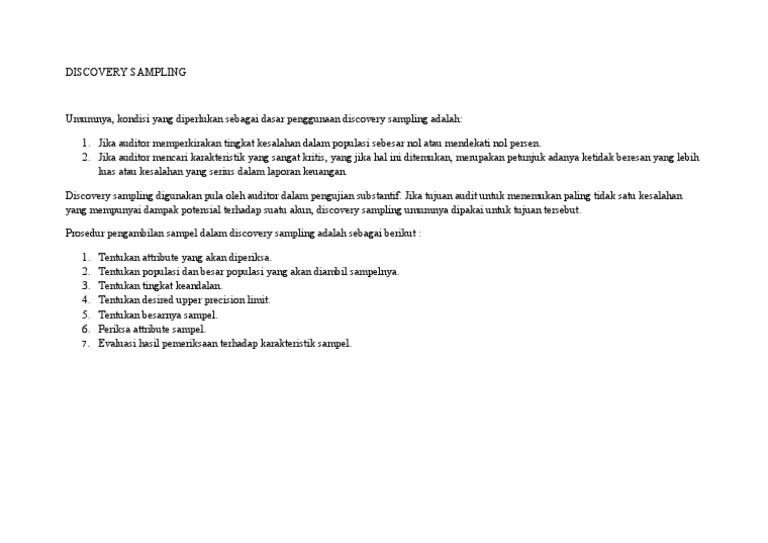 Penggunaan Discovery Sampling dalam Audit | PDF | Bisnis | Kesehatan ...