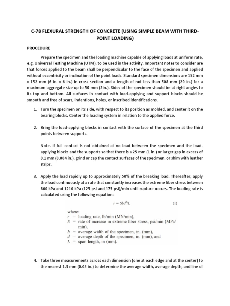 ASTM C78 Concrete Flexural Strength Test | PDF | Technology & Engineering