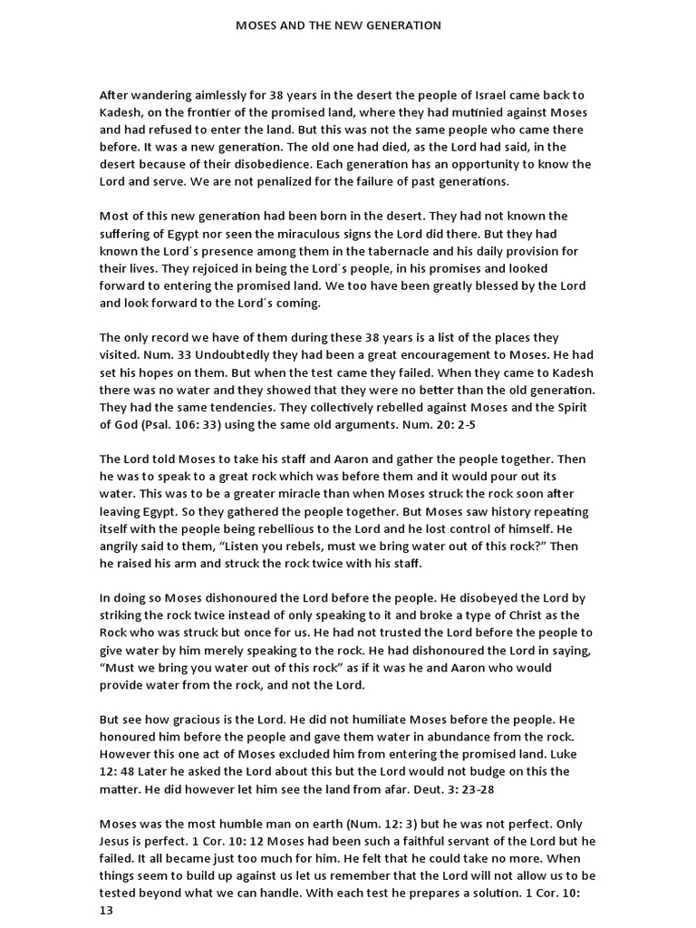 Moses and The New Generation | PDF | Aaron | Moses