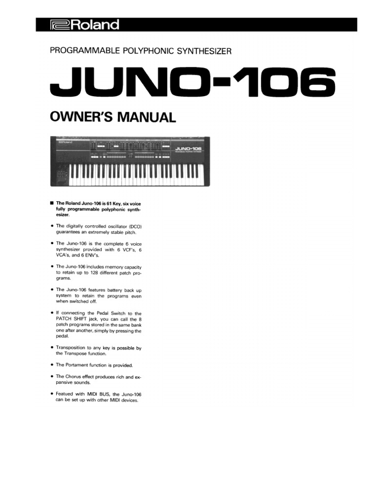 Juno 106 User Manual | PDF