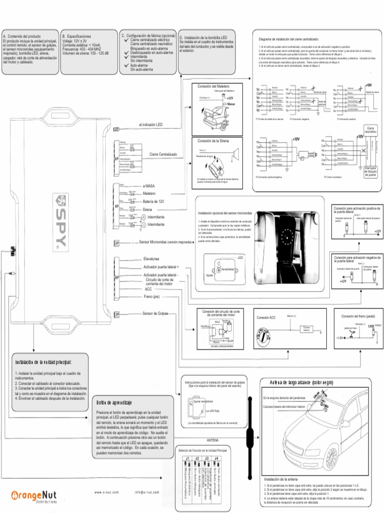 Diagrama Instalacion SPY LC113 On | PDF | Diodo emisor de luz | Fusible  (Eléctrico), image size:768x1024