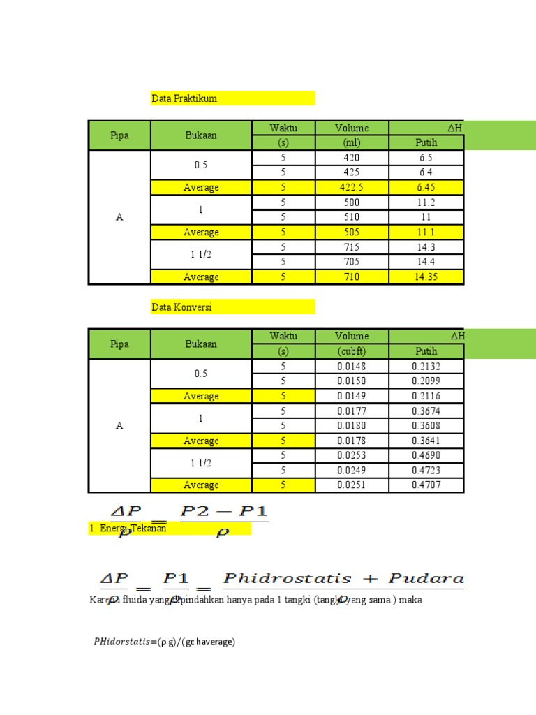 Perhitungan Power Pompa A | PDF