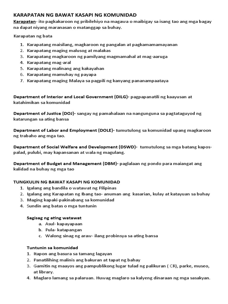 Karapatan NG Bawat Kasapi NG Komunidad | PDF