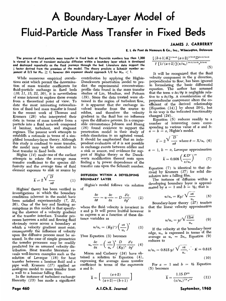 Fluid-Particle Mass Transfer Model | PDF | Boundary Layer | Fluid Dynamics