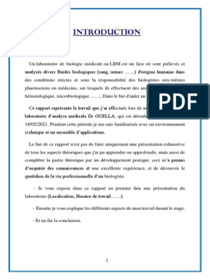 Etat de Lieu Sur La Reception Des Bilan Labo Equipe, PDF