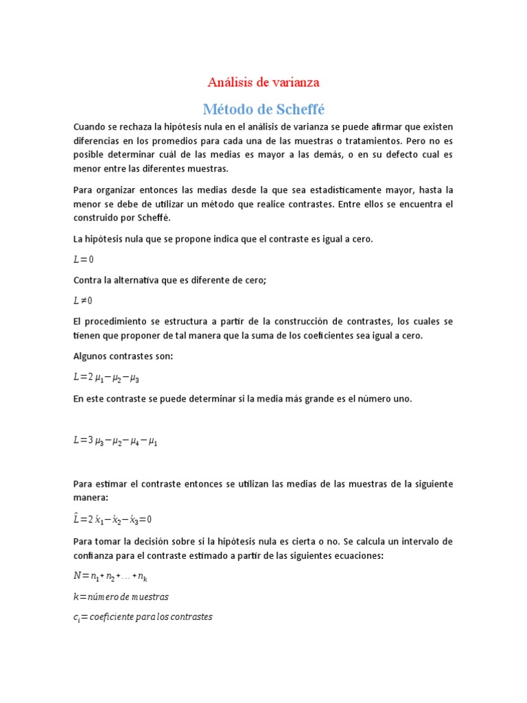 Método de Scheffé en ANOVA | PDF