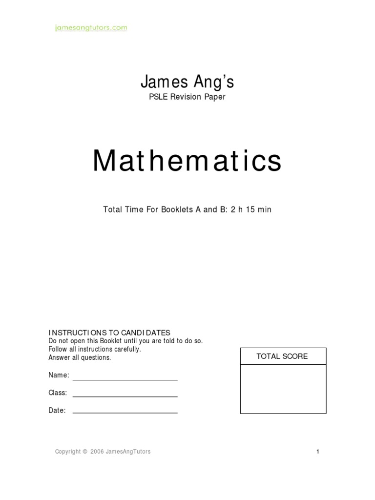 PSLE Revision Paper v1 | PDF | Geometry | Elementary Mathematics
