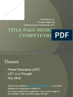 Title Page Design Competetion: A Workshop, By: M. Abdul Wajid Rai Graphics Expert, Almohandis 2011