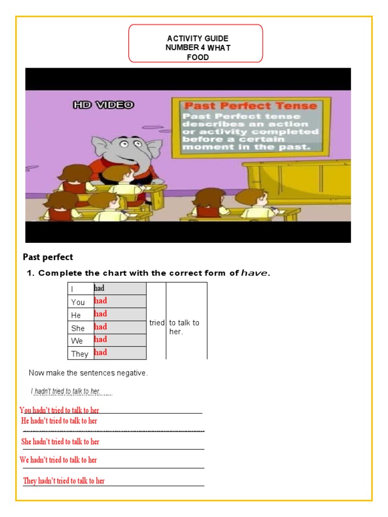 Past Perfect Tense Activity Guide | PDF | Language Mechanics | Linguistics
