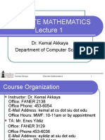 Discrete Mathematics: Dr. Kemal Akkaya Department of Computer Science