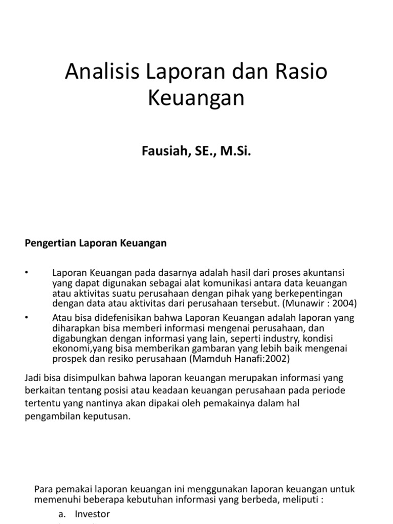 Analisis Laporan dan Rasio Keuangan | PDF | Bisnis | Komputer
