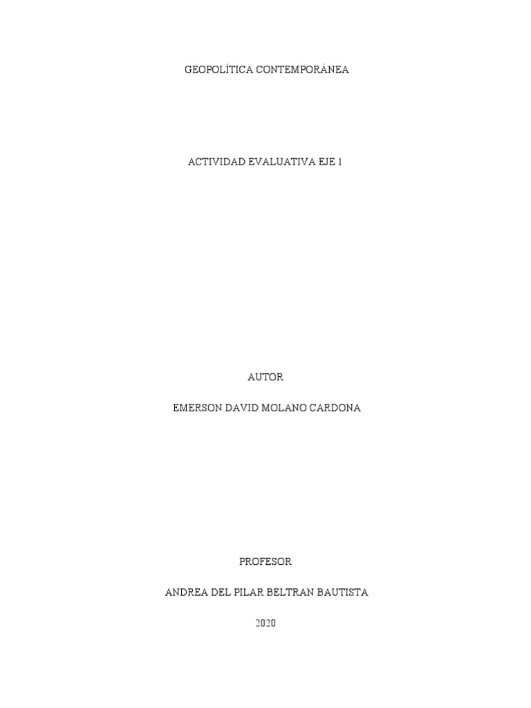 Geopolítica Contemporánea | PDF