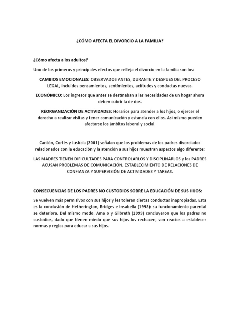 Impacto del Divorcio en la Familia | PDF | Adultos | Familia