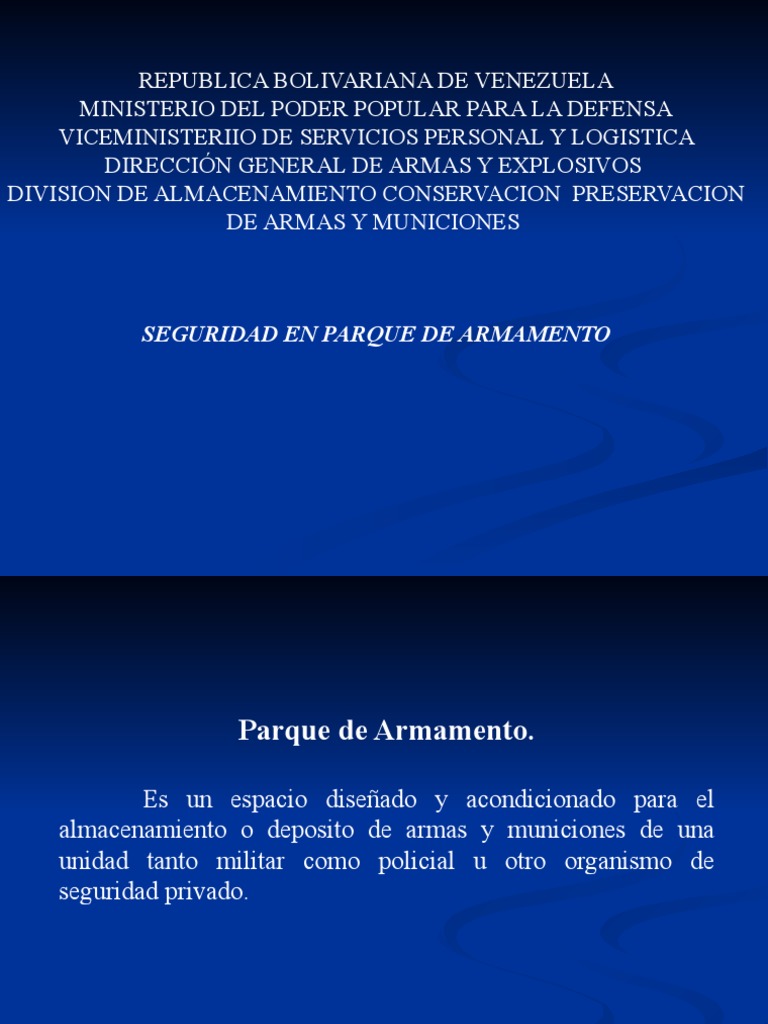 Seguridad en Parques de Armamento en Venezuela | PDF | Arsenal | Armas ...