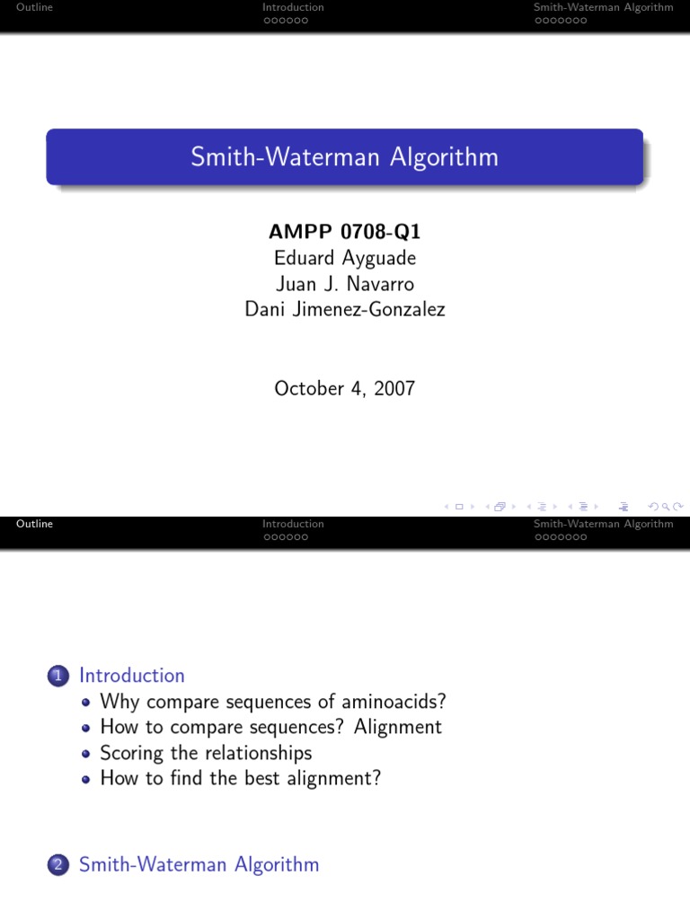 Smith-Waterman Algorithm Overview | PDF | Sequence Alignment ...