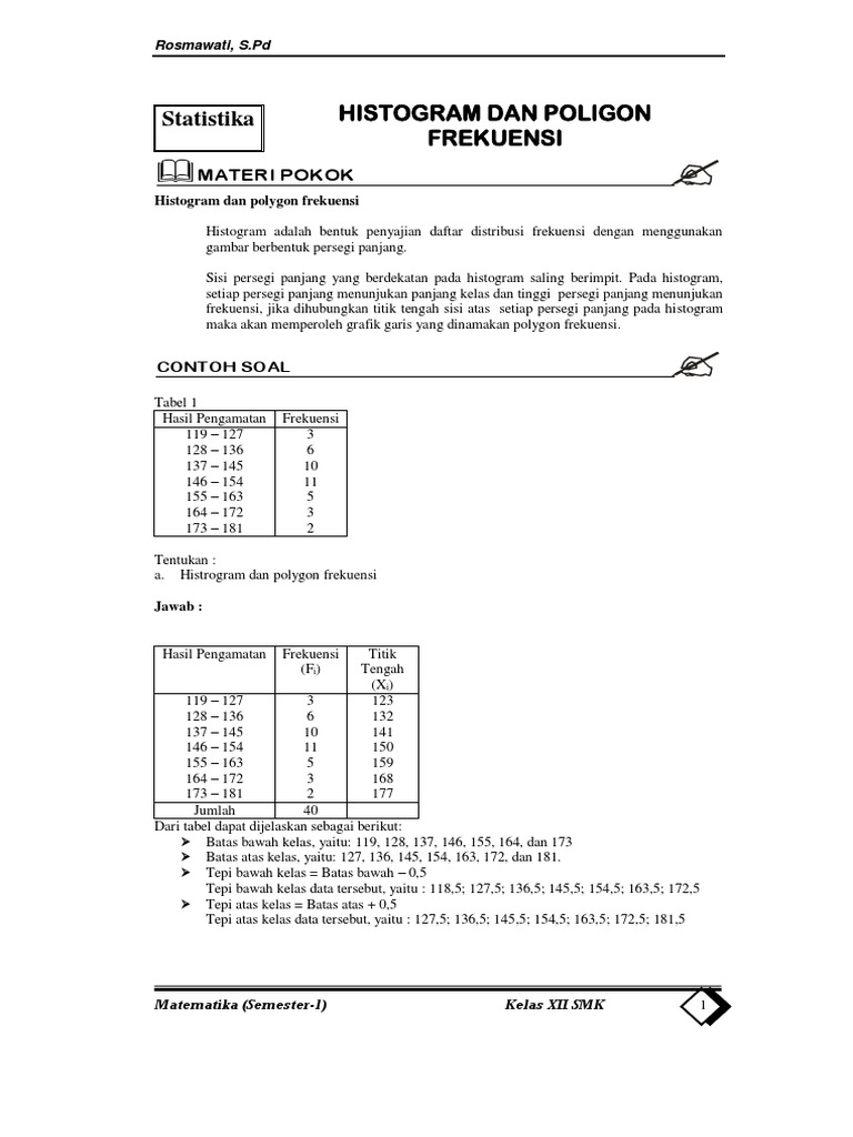 STATISTIKA-4 (Histogram Dan Poligon) | PDF