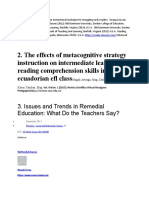 The Effects of Metacognitive Strategy Instruction On Intermediate Learners' Reading Comprehension Skills in An Ecuadorian Efl Class