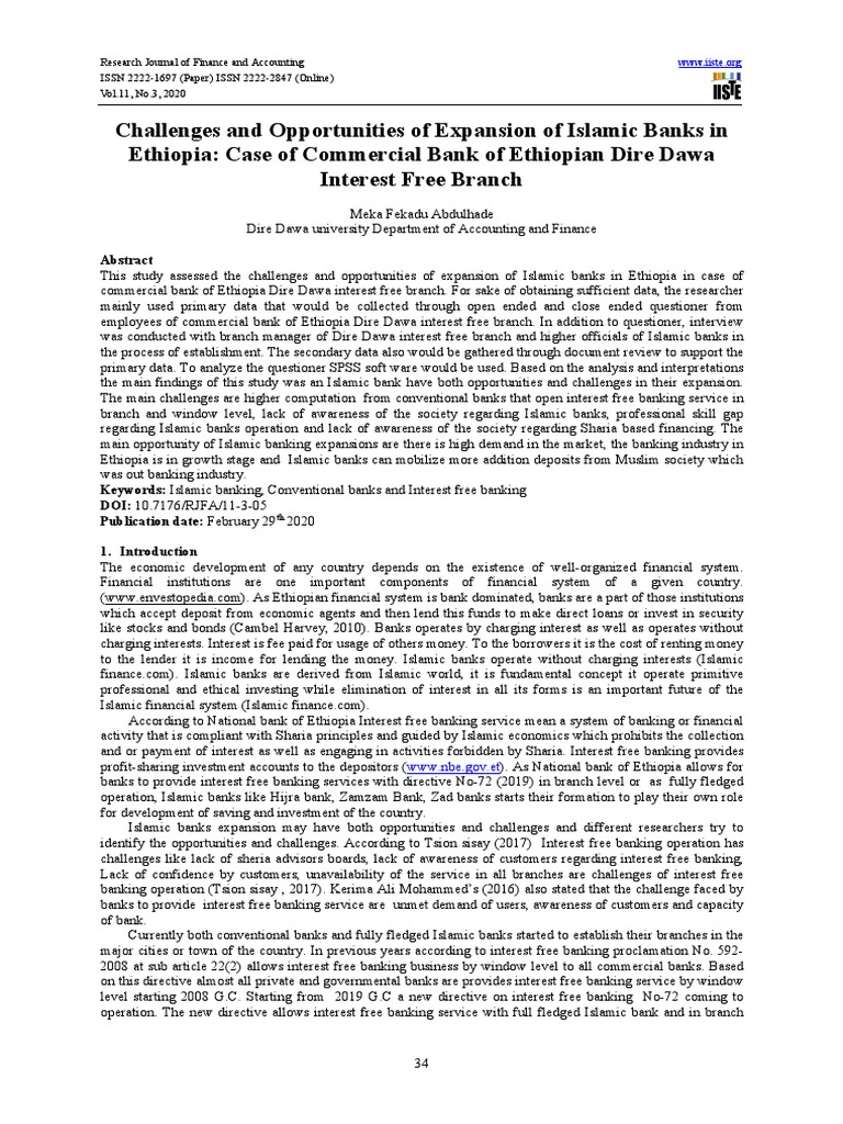 Challenges and Opportunities of Expansion of Islamic Banks in Ethiopia