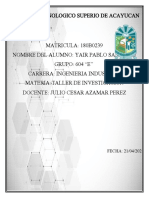 Instituto Tecnologico Superio de Acayucan: FECHA: 21/04/202