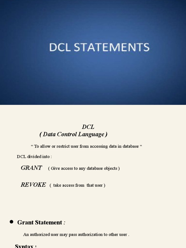 Data Control Language | PDF | Data | Information Retrieval