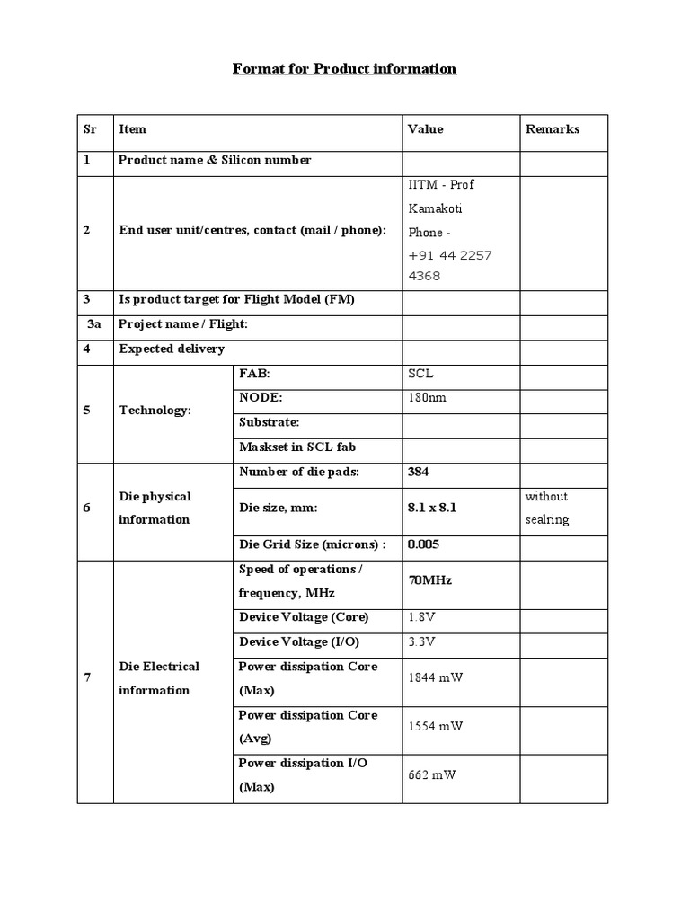 Product Information Format Guide | PDF | Input/Output | Computer ...