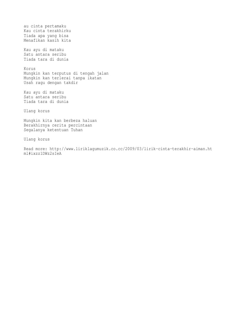 Aiman Cinta Terakhir Chord dasar kunci gitar & lirik lagu ©chordtela.com. aiman cinta terakhir