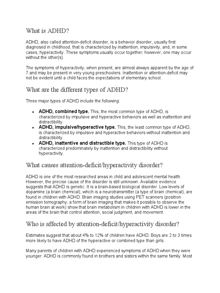 Attention Deficit Hyperactivity Disorder | PDF | Stimulant | Attention ...