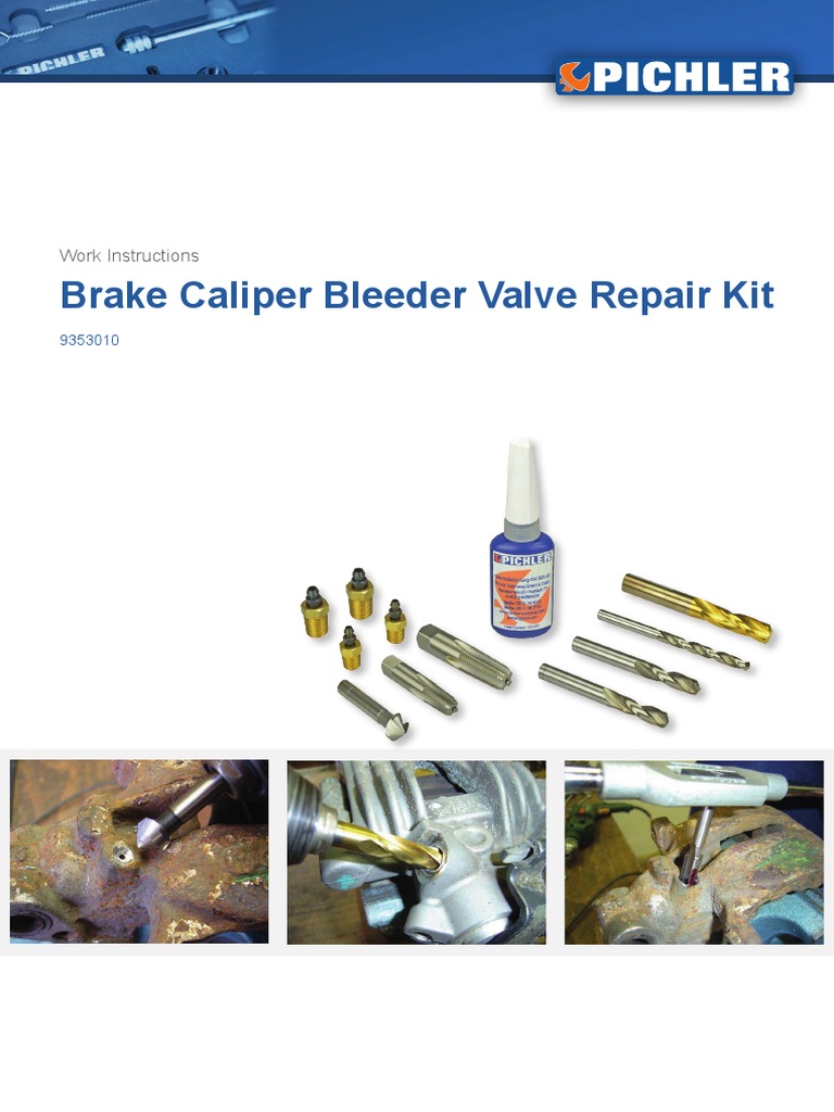 Brake Caliper Bleeder Valve Repair Kit Work Instructions PDF Tools