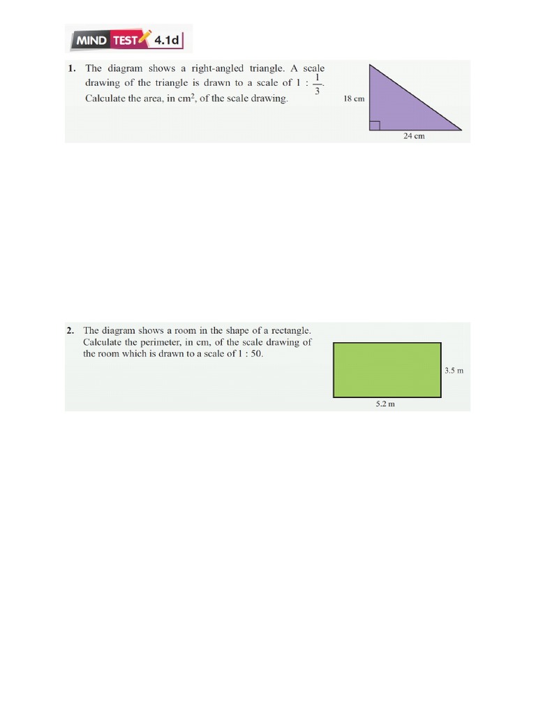 Scale Drawing Questions PDF