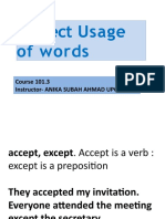 Correct Usage of Words: Course 101.3 Instructor-Anika Subah Ahmad Upoma