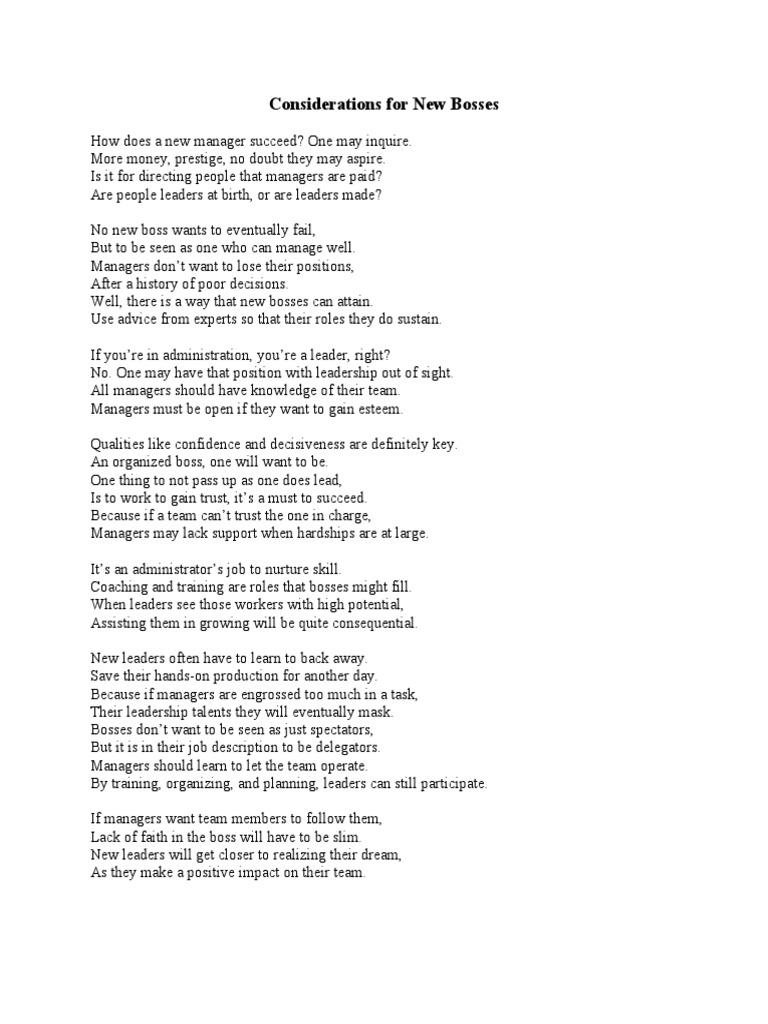 Managing Poem | PDF