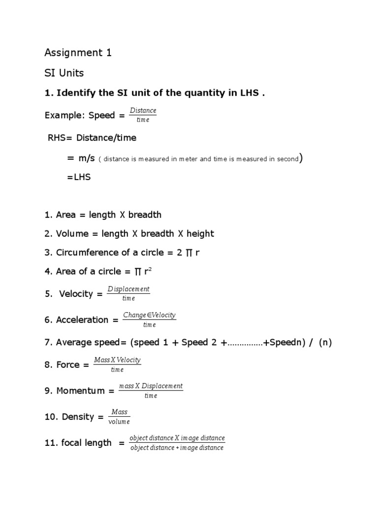 SI Units and Formulas Explained | PDF