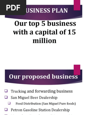My Proposed Business in a Capital of 15 Milion