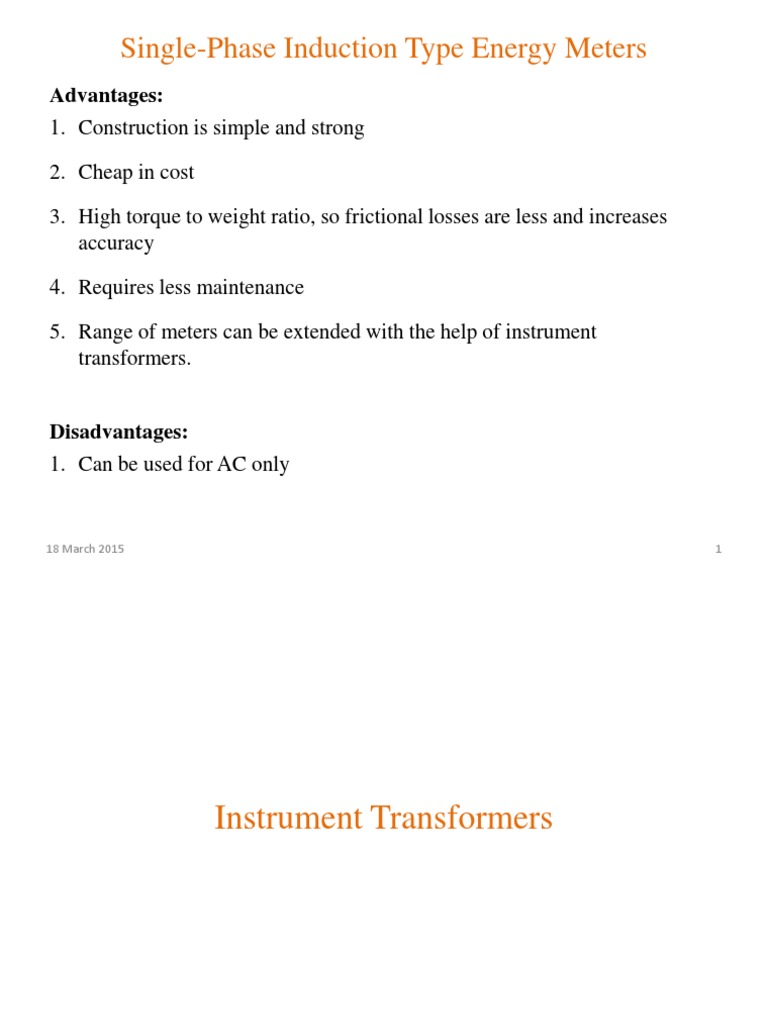 SinglePhase Induction Type Energy Meters Advantages PDF