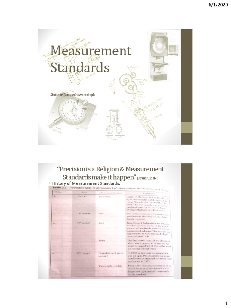 Lecture 5 Measurment Standards & Linear Metrology PDF Calibration