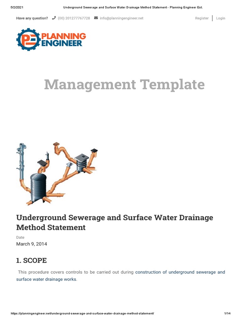 Underground Sewerage and Surface Water Drainage Method Statement | PDF ...