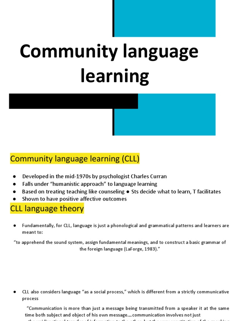 Community Language Learning Overview | PDF | Language Acquisition ...