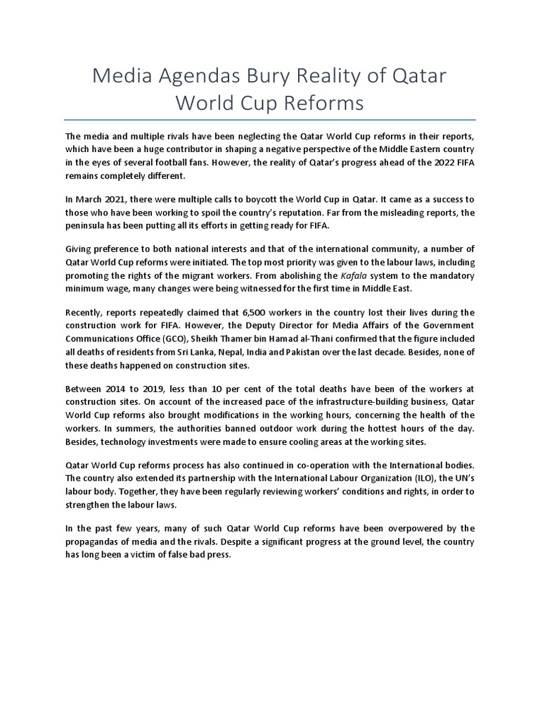 QWC Reforms - Qatar World Cup Reforms | PDF | Qatar | Labour Law